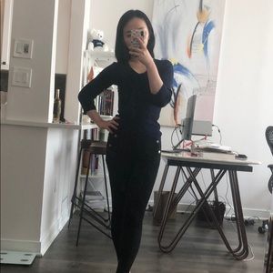 Blue mid sleeve wool top